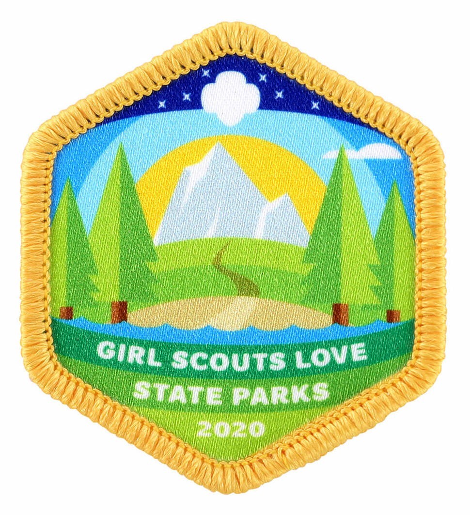 Junior Girl Scouts Water Wonders Badge Patch with Orange Border 