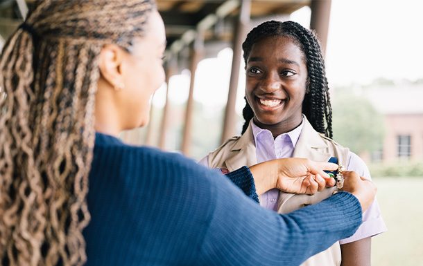 Gold Award Girl Scouts pinned
